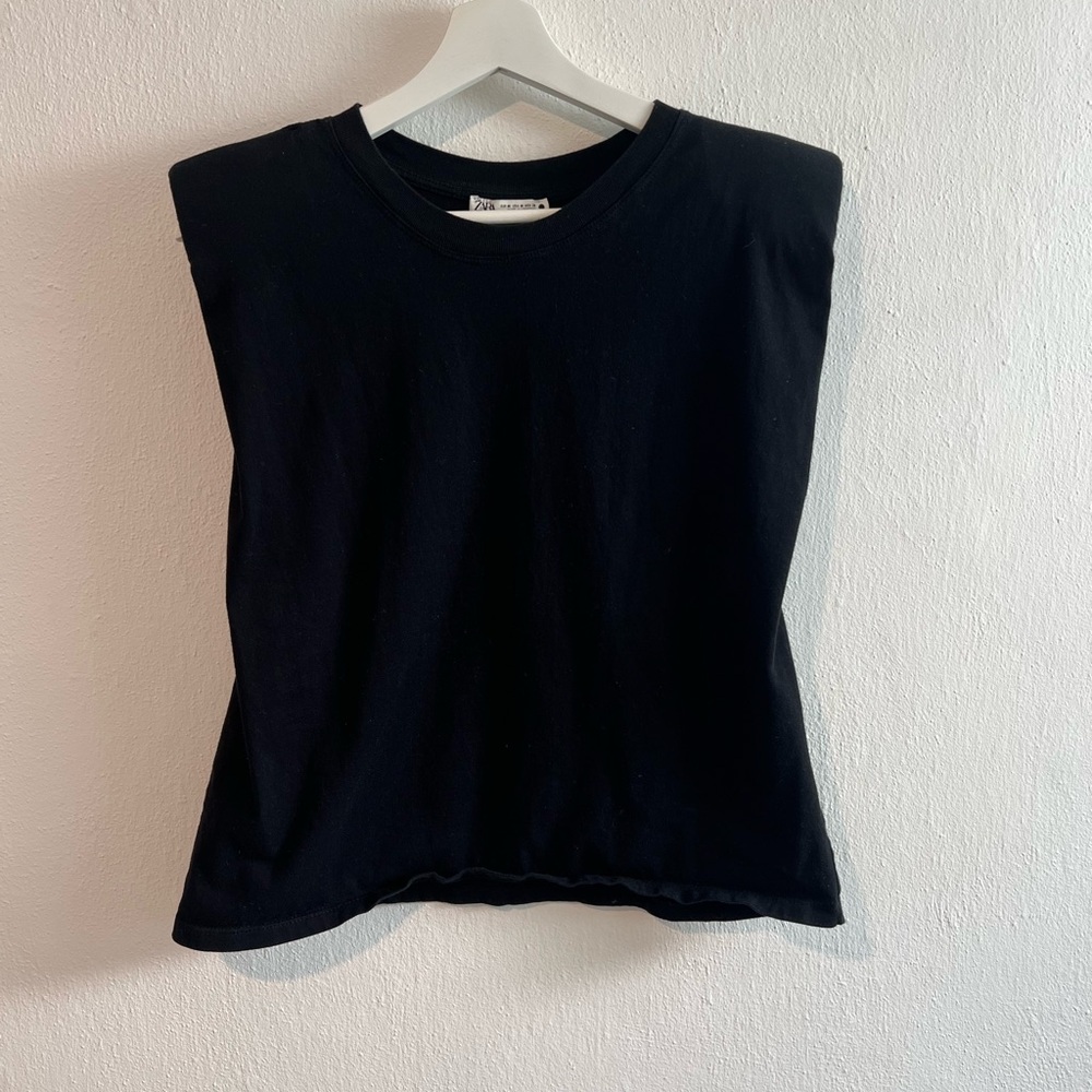 Women’s Zara Black Tank with Built in Shoulder Pads